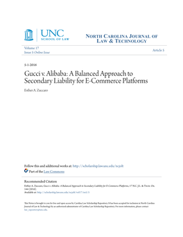 Gucci V. Alibaba: a Balanced Approach to Secondary Liability for E-Commerce Platforms Esther A