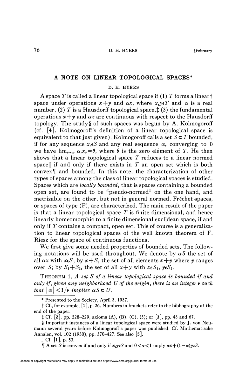 T Forms a Linear F Space Under