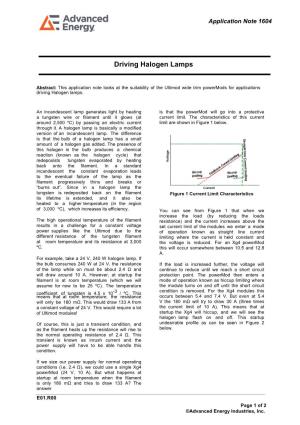 Driving Halogen Lamps Application Note