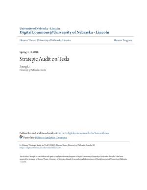 Strategic Audit on Tesla Zitong Li University of Nebraska-Lincoln