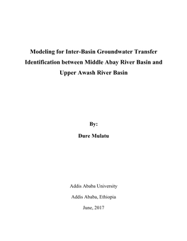 Modeling for Inter-Basin Groundwater Transfer Identification Between Middle Abay River Basin and Upper Awash River Basin