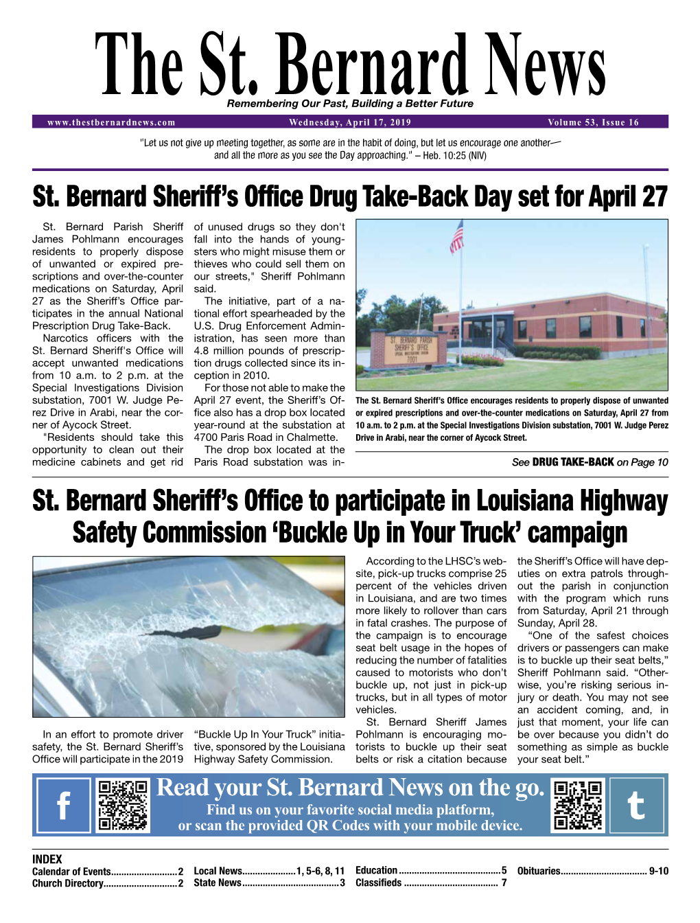 St. Bernard Sheriff's Office Drug Take-Back Day Set for April 27 St