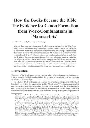 How the Books Became the Bible: the Evidence for Canon Formation