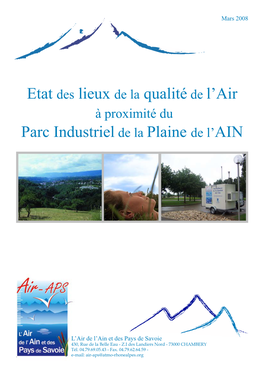 Etat Des Lieux De La Qualité De L'air Parc Industriel De La Plaine De L'ain