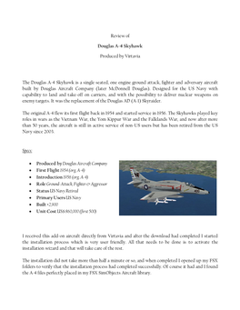 Review of Douglas A-4 Skyhawk Produced by Virtavia the Douglas