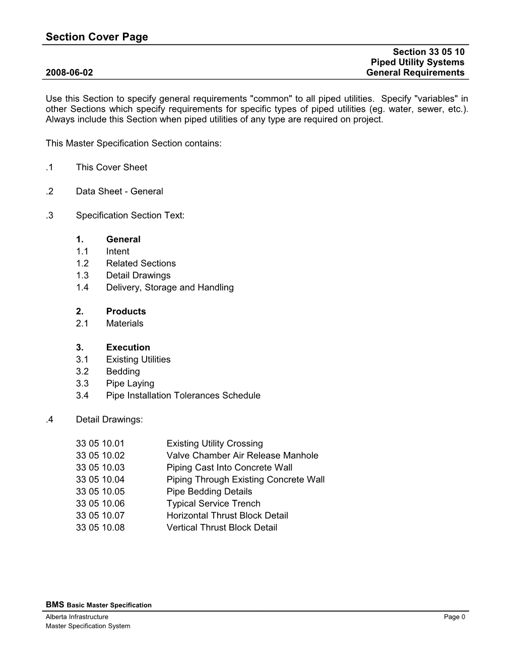 33 05 10 (02501) - Piped Utility Systems General Requirements