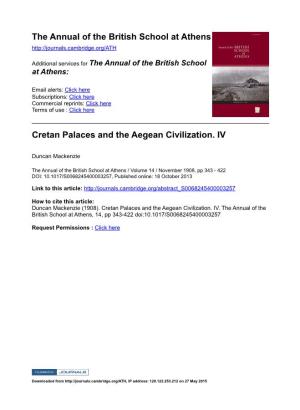 The Annual of the British School at Athens Cretan Palaces and The
