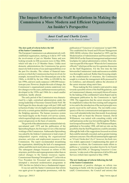 The Impact Reform of the Staff Regulations in Making the Commission a More Modern and Efficient Organisation: an Insider’S Perspective