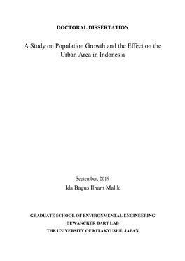 A Study on Population Growth and the Effect on the Urban Area in Indonesia