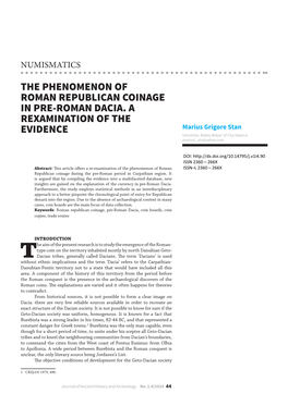 The Phenomenon of Roman Republican Coinage in Pre-Roman Dacia
