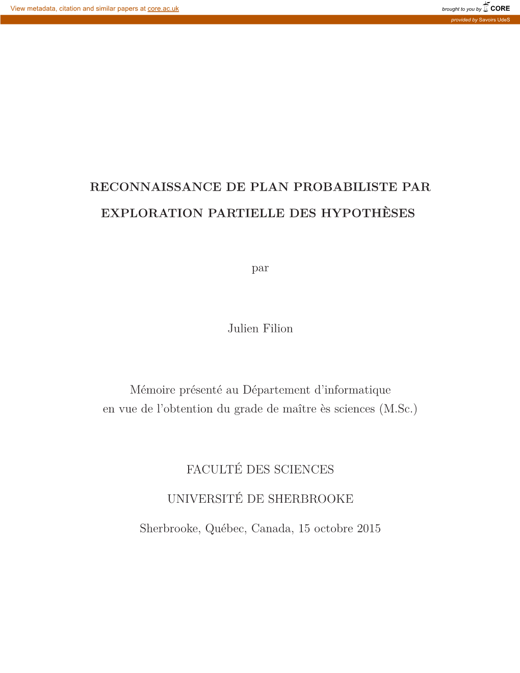 Reconnaissance De Plan Probabiliste Par