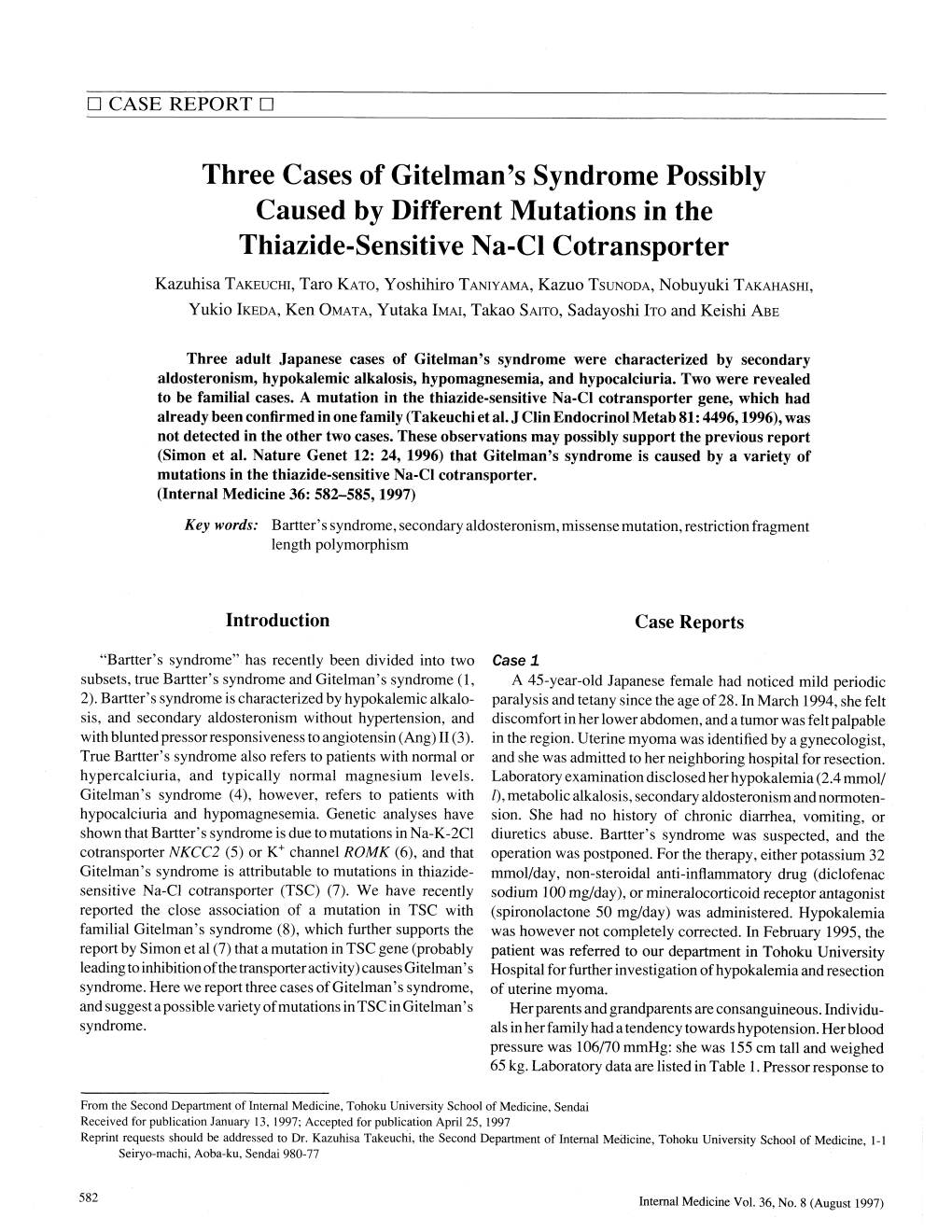 Caused by Different Mutations in the Thiazide-Sensitive Na-Cl