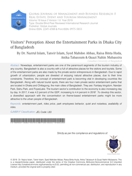 Visitors' Perception About the Entertainment Parks in Dhaka City of Bangladesh by Dr