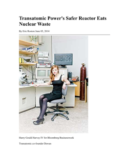 Transatomic Power's Safer Reactor Eats Nuclear Waste