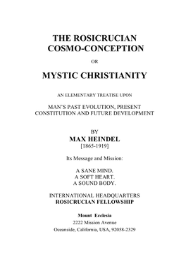 The Rosicrucian Cosmo-Conception