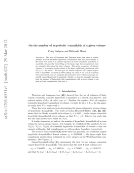 On the Number of Hyperbolic 3-Manifolds of a Given Volume 3
