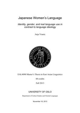 Japanese Women's Language