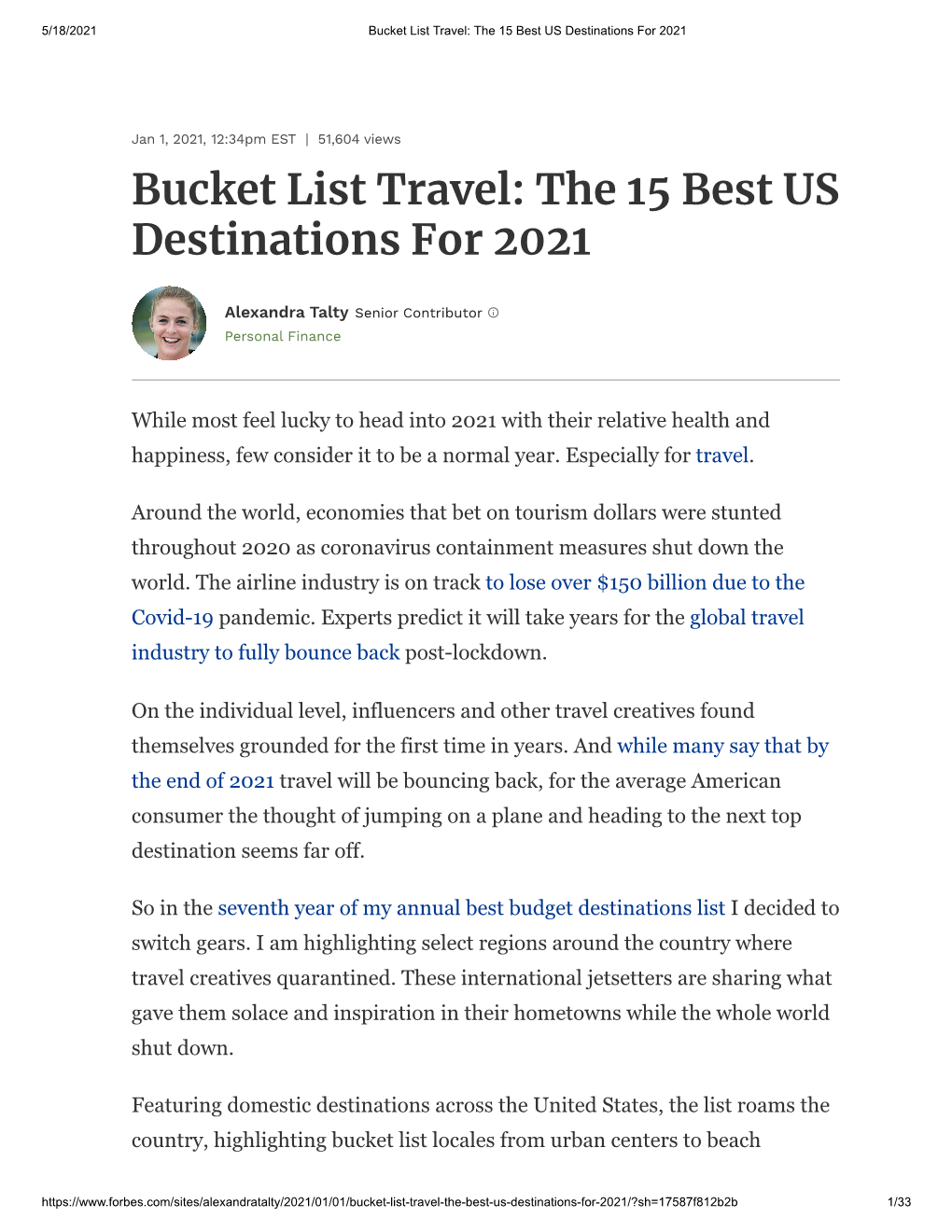 Bucket List Travel: the 15 Best US Destinations for 2021