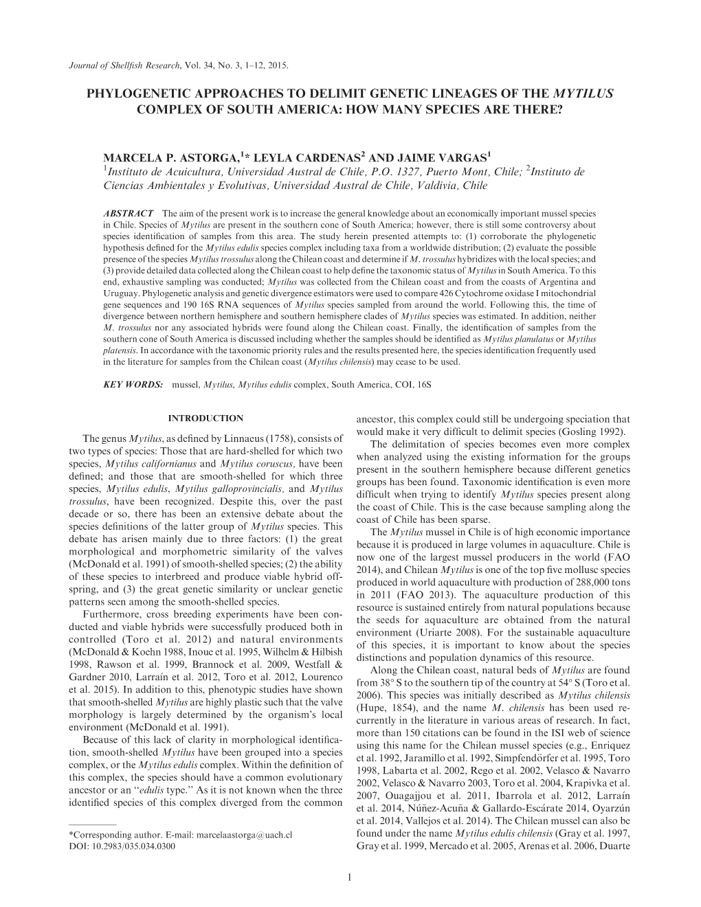 Phylogenetic Approaches to Delimit Genetic Lineages of the Mytilus Complex of South America: How Many Species Are There?