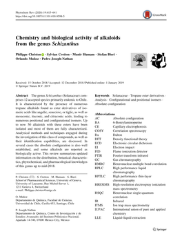 Chemistry and Biological Activity of Alkaloids from the Genus Schizanthus