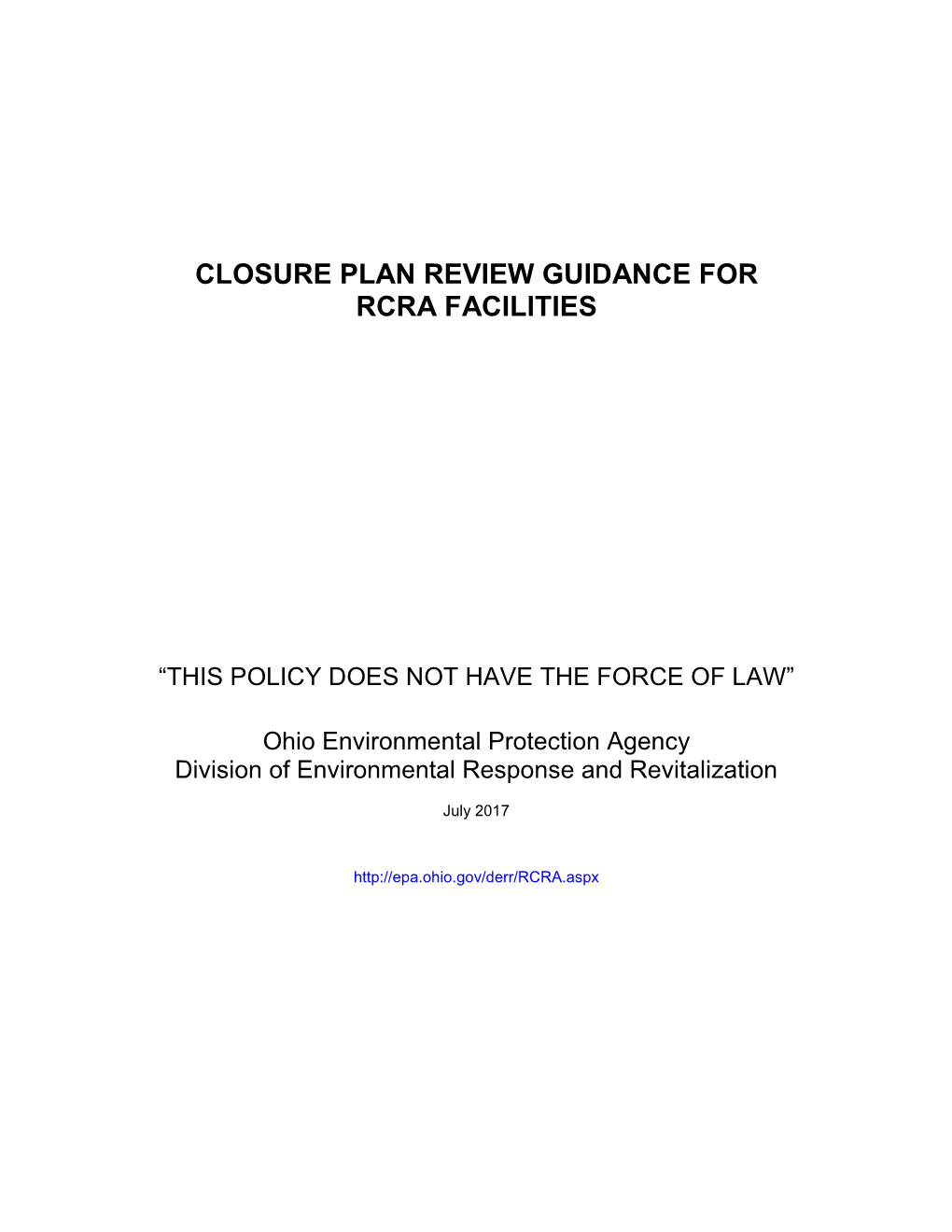 Closure Plan Review Guidance for Rcra Facilities
