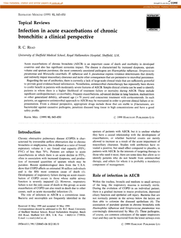 Infection in Acute Exacerbations of Chronic Bronchitis: a Clinical Perspective