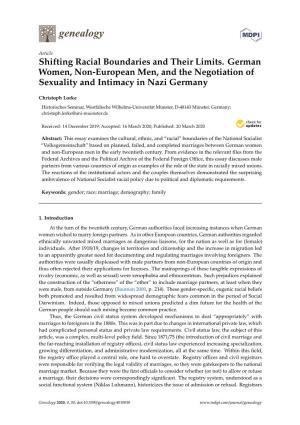 Shifting Racial Boundaries and Their Limits. German Women, Non-European Men, and the Negotiation of Sexuality and Intimacy in Nazi Germany