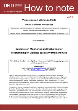 How to Note: Violence Against Women and Girls: Monitoring and Evaluation
