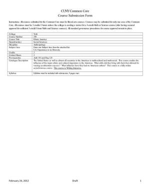 CUNY COMMON CORE Course Nomination Form