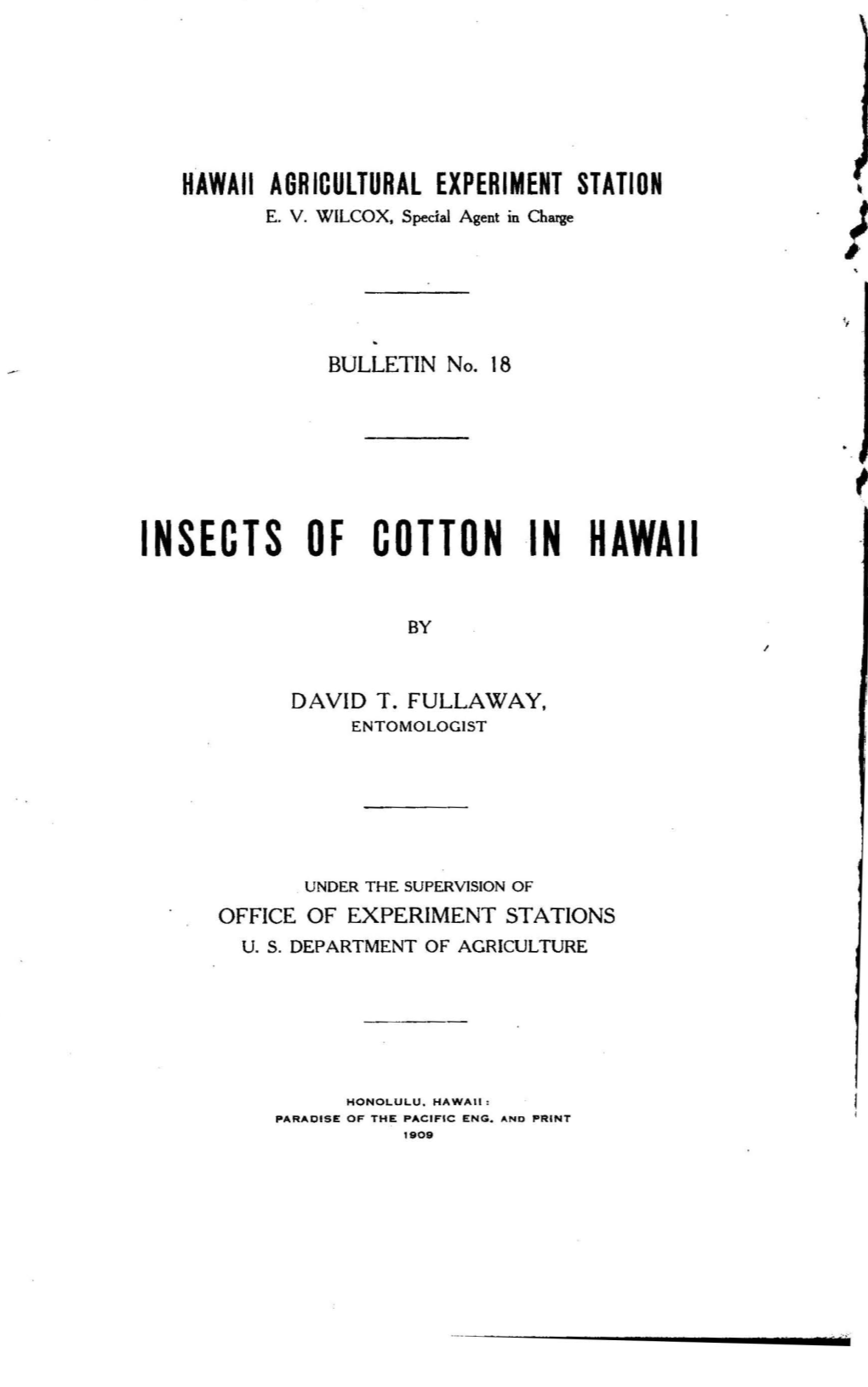 INSECTS of COTTON in HAWAII - I