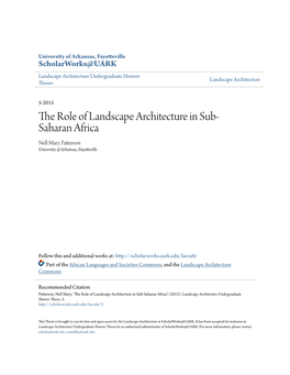 The Role of Landscape Architecture in Sub-Saharan Africa" (2015)