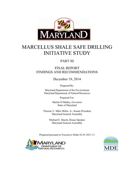 Marcellus Shale Safe Drilling Initiative Study