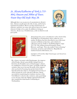 St. Alcuin/Ealhwine of York (C.735- 804), Deacon and Abbot of Tours