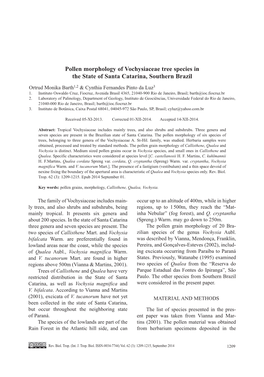 Pollen Morphology of Vochysiaceae Tree Species in the State of Santa Catarina, Southern Brazil