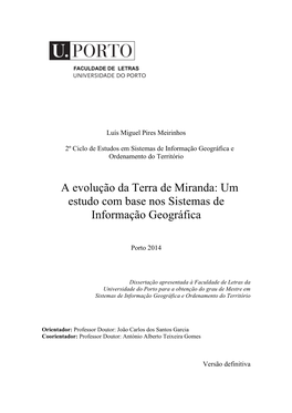 A Evolução Da Terra De Miranda: Um Estudo Com Base Nos Sistemas De Informação Geográfica