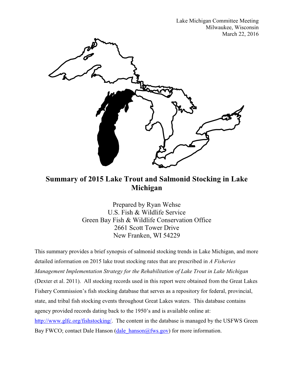 Lake Michigan Stocking Report 2015