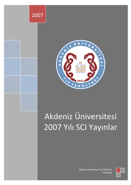 Ŀ Akdeniz Üniversitesi 2007 Yılı SCI Yayınlar