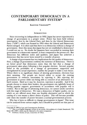 Contemporary Democracy in a Parliamentary System*
