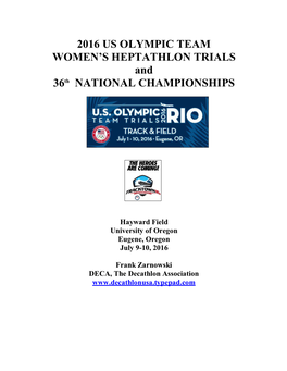2016 US OLYMPIC TEAM WOMEN Heptathlon
