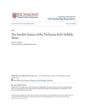The Sanskrit Source of the Tocharian 4X25-Syllable Meter
