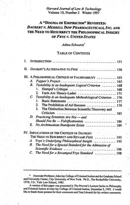 Daubert V. Merrell Dow Pharmaceuticals, Inc. and the Need to Resurrect the Philosophical Insight of Frye V