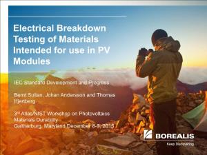 Electrical Breakdown Testing of Polymeric Materials Intended For