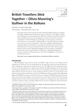 Olivia Manning's Gulliver in the Balkans