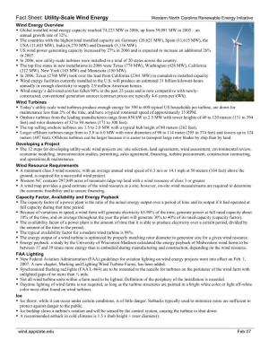 Fact Sheet: Utility-Scale Wind Energy
