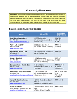 Community Resources for Hip & Knee Patients