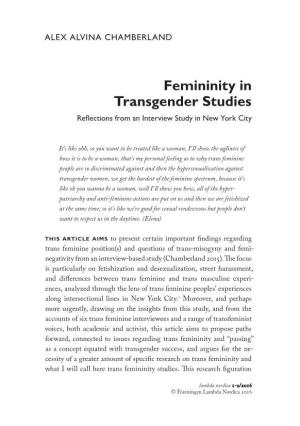 Femininity in Transgender Studies Reflections from an Interview Study in New York City