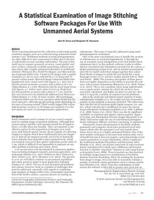 A Statistical Examination of Image Stitching Software Packages for Use with Unmanned Aerial Systems