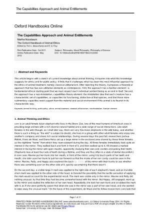 The Capabilities Approach and Animal Entitlements