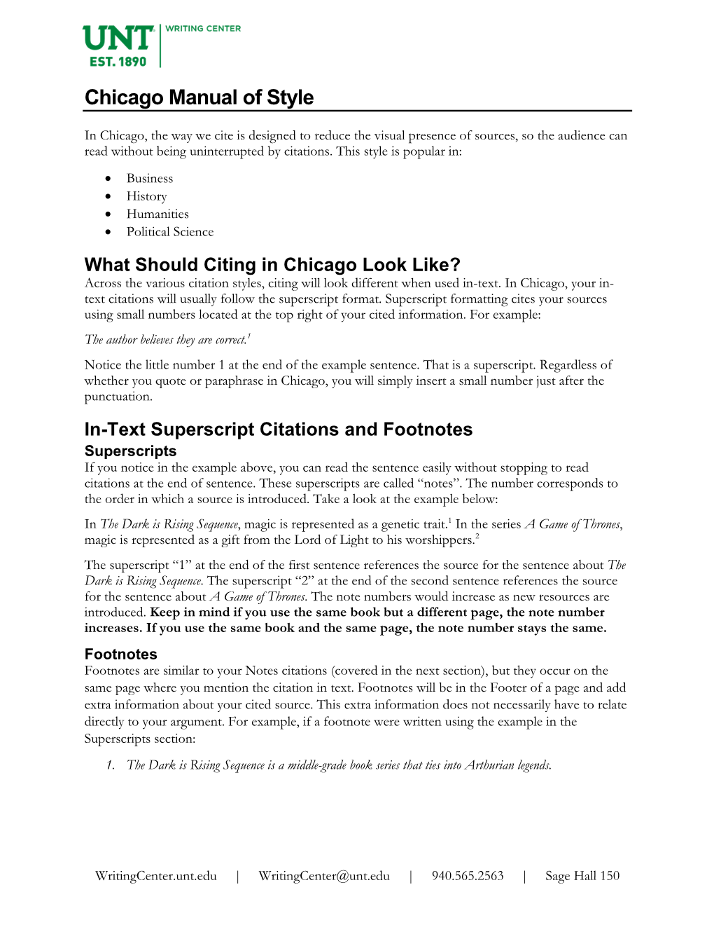 Chicago Manual of Style Handout.Pdf