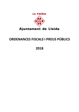 Ordenances Fiscals I Preus Públics 2018